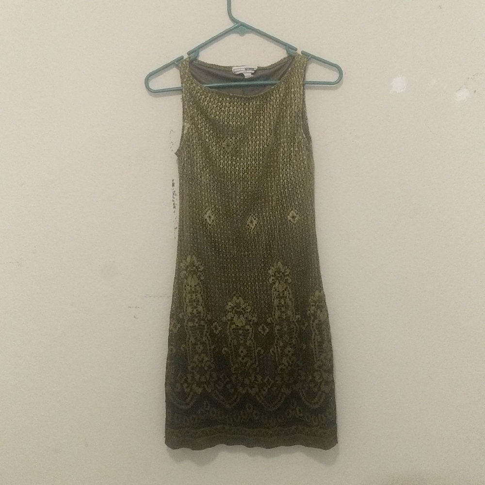 Chic Olive Patterned Midi Dress
